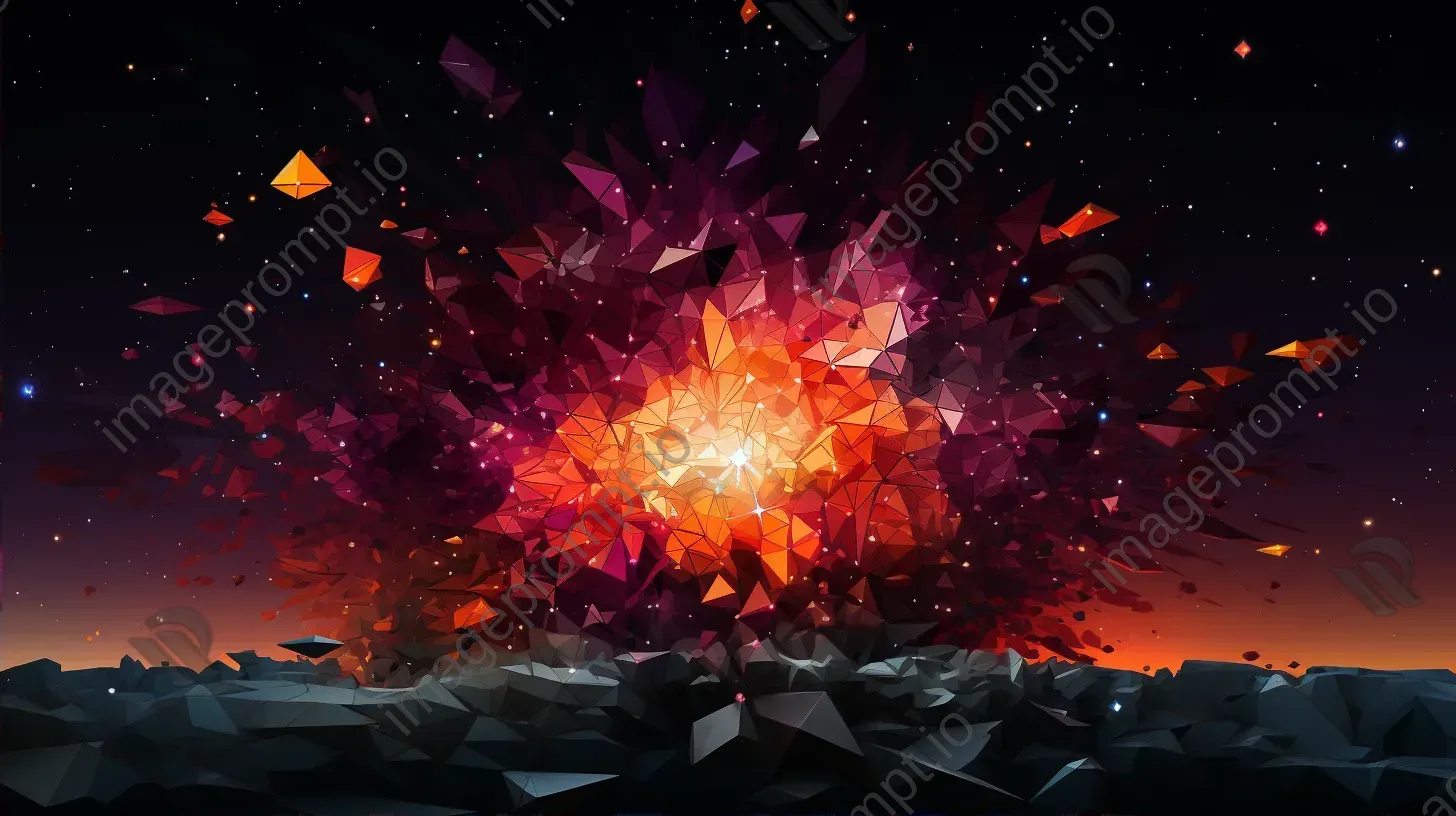 Low poly version of the Big Bang with explosive, abstract expressionist colors and sharp geometries - Image 2