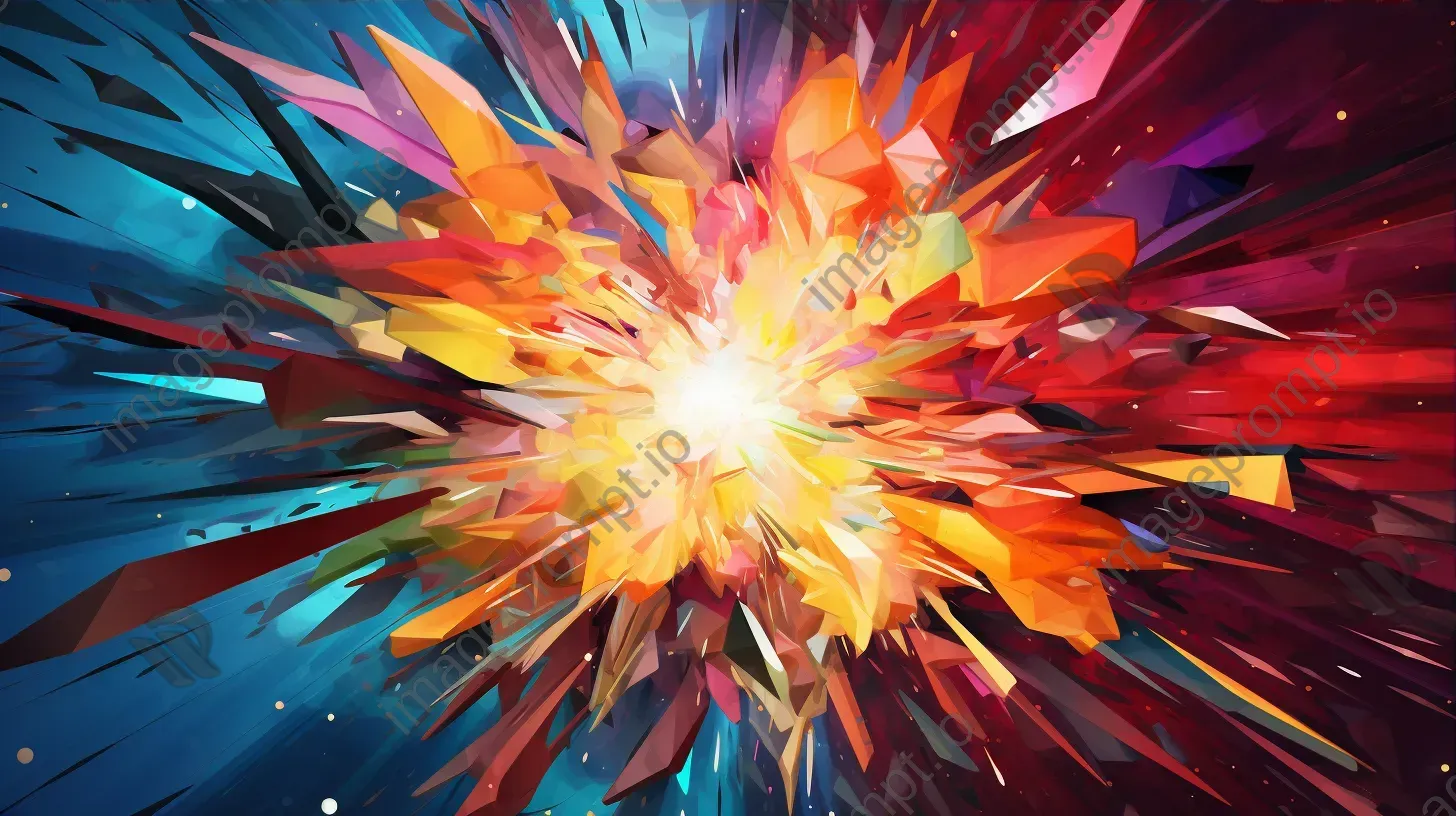 Low poly version of the Big Bang with explosive, abstract expressionist colors and sharp geometries - Image 3