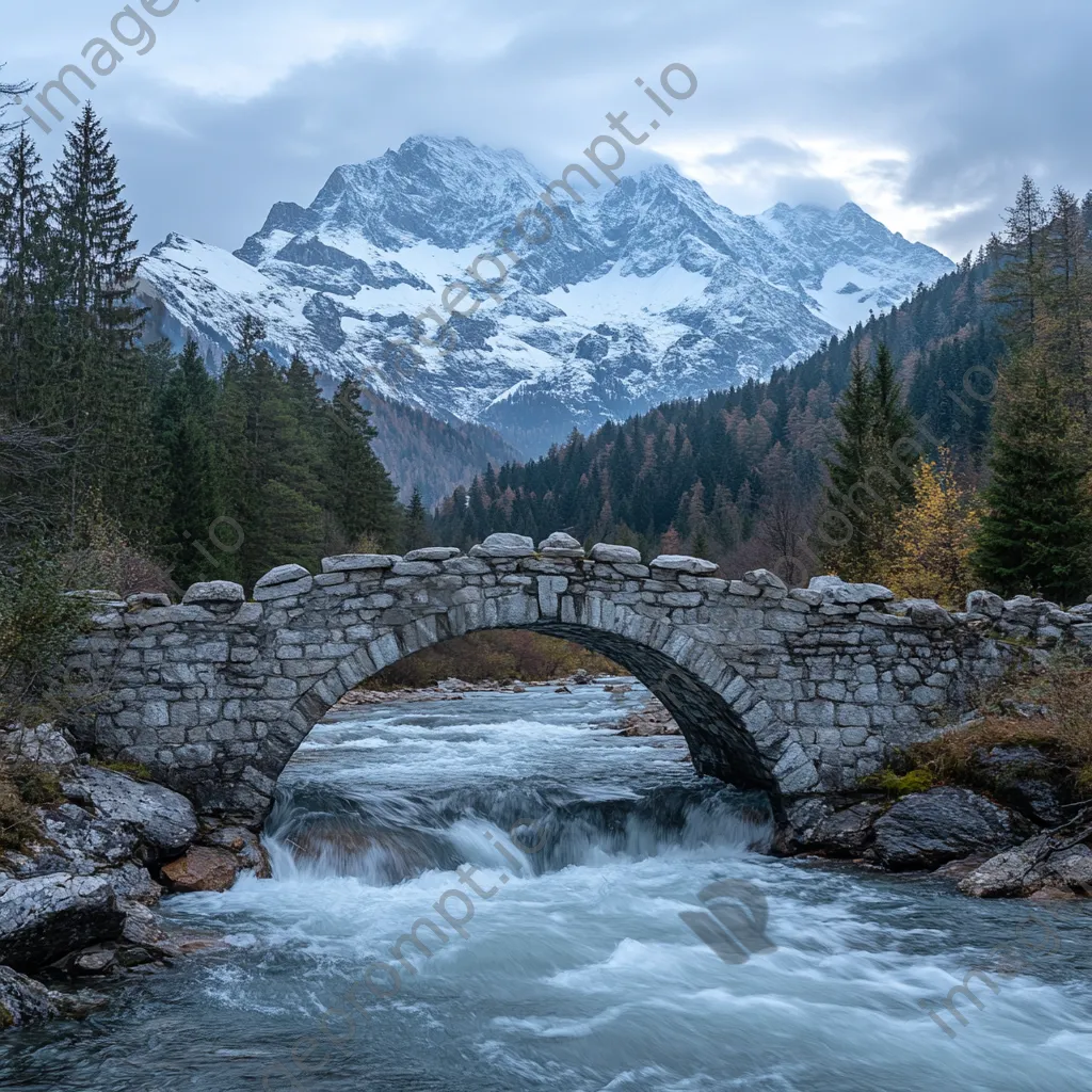 Rugged stone bridge in a mountainous region - Image 1