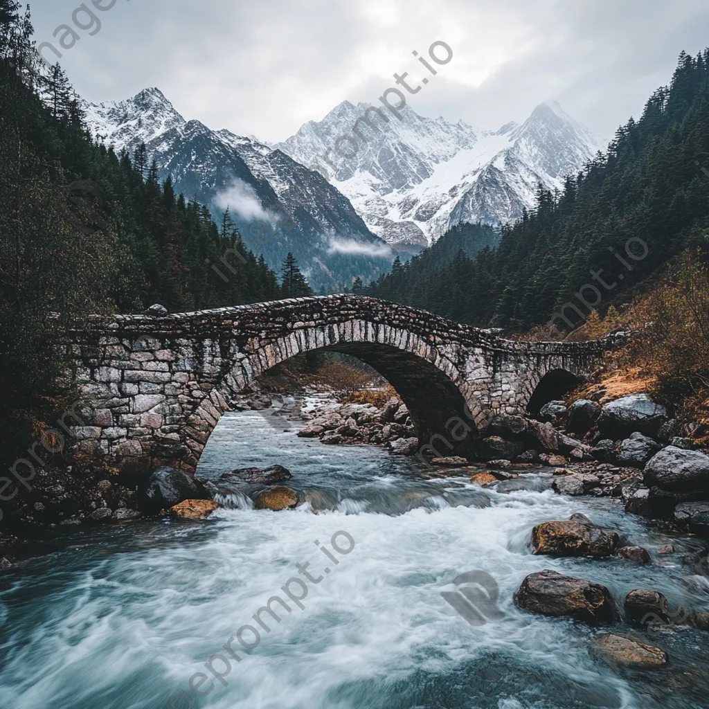 Rugged stone bridge in a mountainous region - Image 4