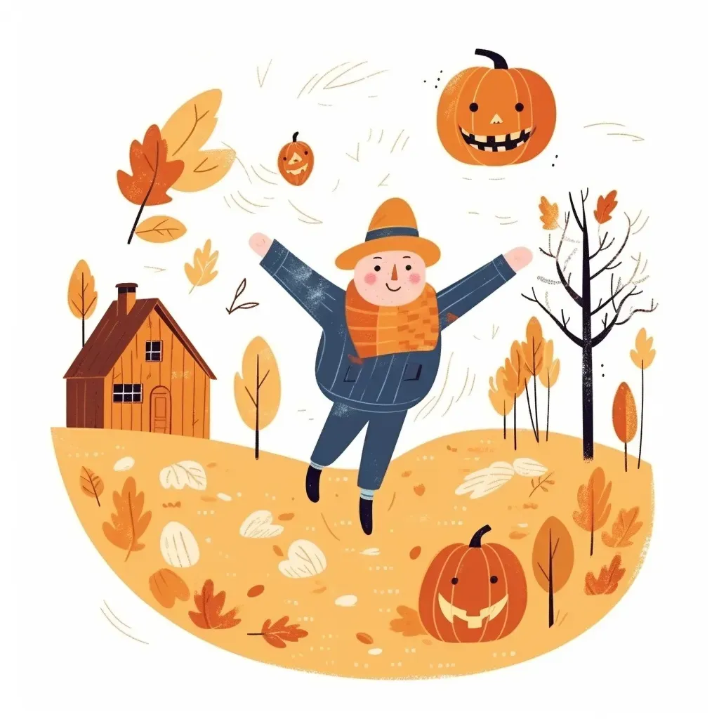 Autumn harvest festival logo with pumpkin patch, cozy cabin, falling leaves - Image 3