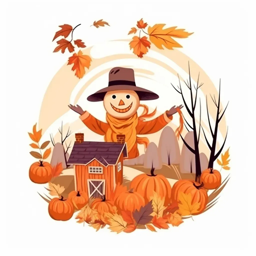 Autumn harvest festival logo with pumpkin patch, cozy cabin, falling leaves - Image 4