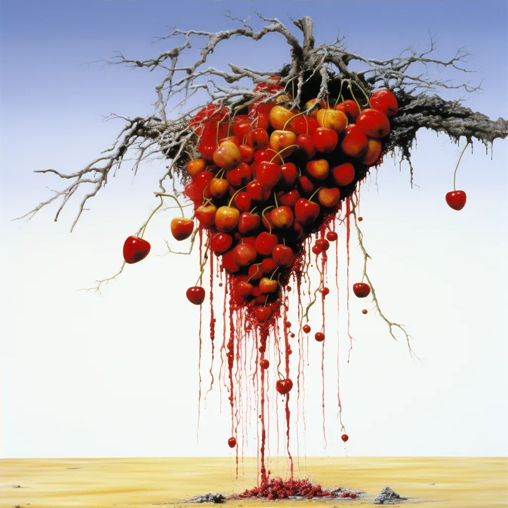 Illustration of a ripe fruit falling and decomposing into the earth - Image 4