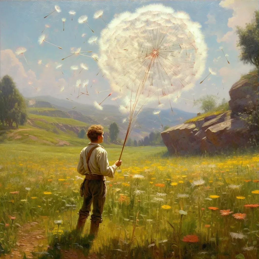 Image of a dandelion losing its seeds in a vibrant field - Image 3