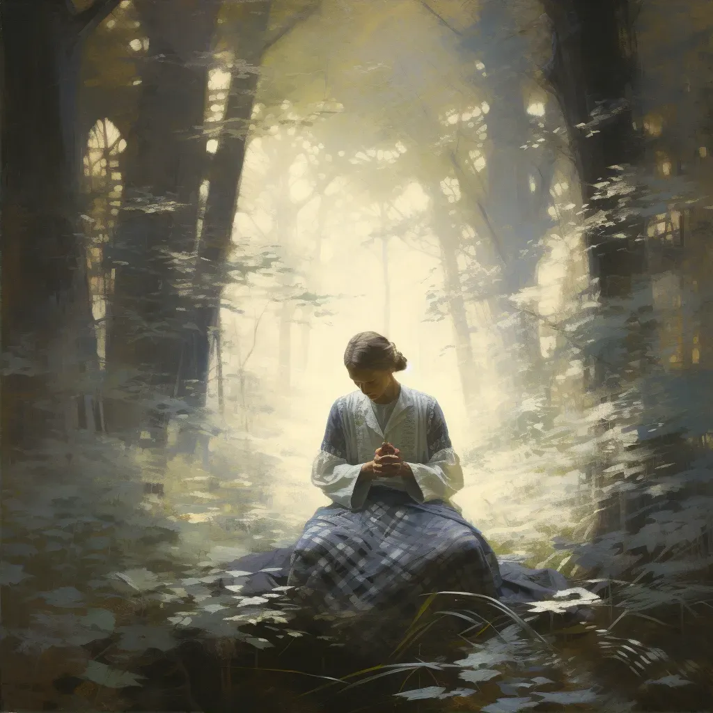 Figure meditating in tranquil forest setting - Image 2