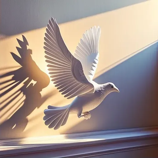 White dove soaring towards sun of peace - Image 2