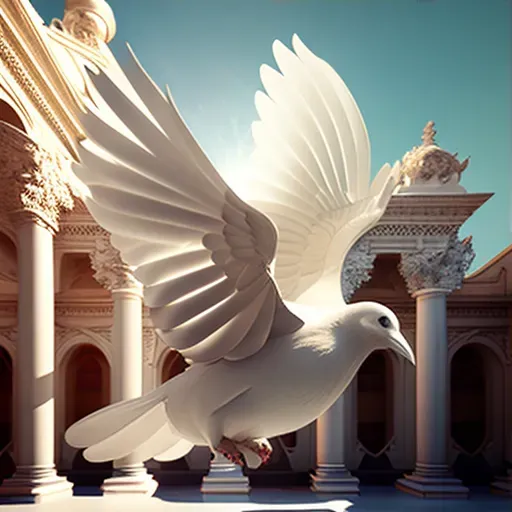 White dove soaring towards sun of peace - Image 3