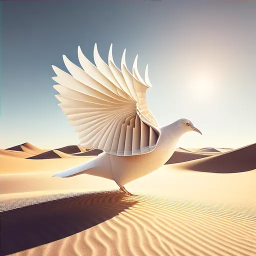 White dove soaring towards sun of peace - Image 4