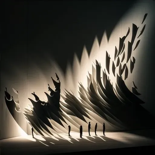 Kinetic wall sculpture showcasing light and shadow play - Image 4