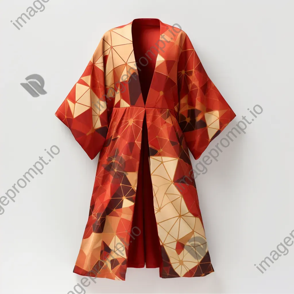 Vibrant low poly Kimono adorned with geometric floral motifs - Image 2