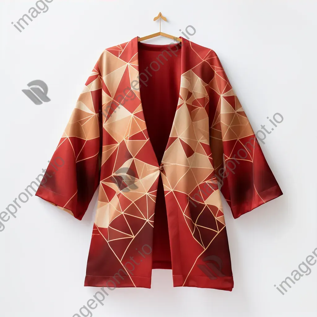 Vibrant low poly Kimono adorned with geometric floral motifs - Image 3