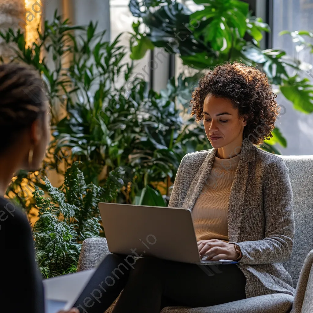 Therapist conducting remote therapy session via laptop - Image 1