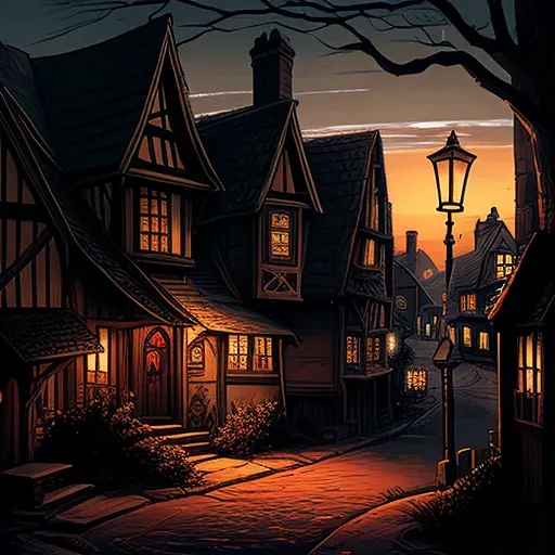 Twilight village with warm lights in AI-generated image - Image 3