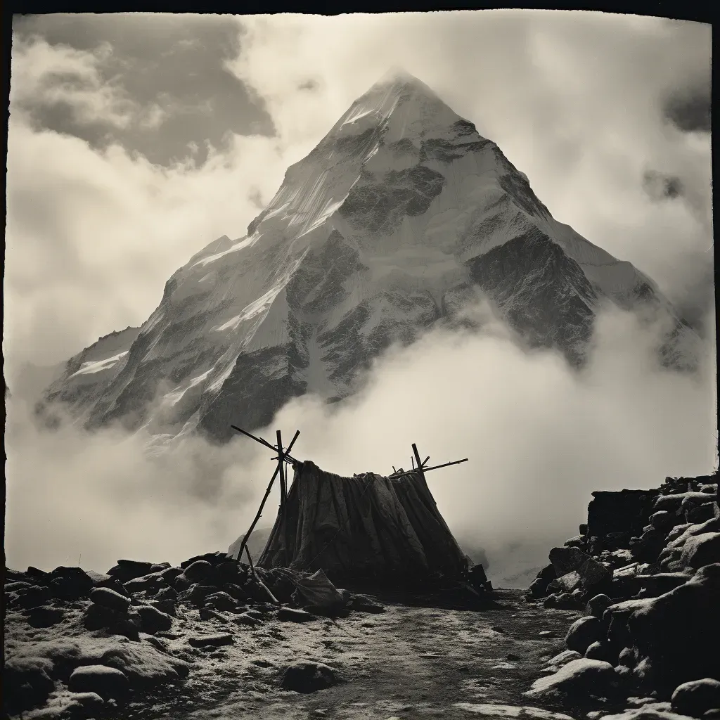 Snowy peak viewed from base camp - Image 2