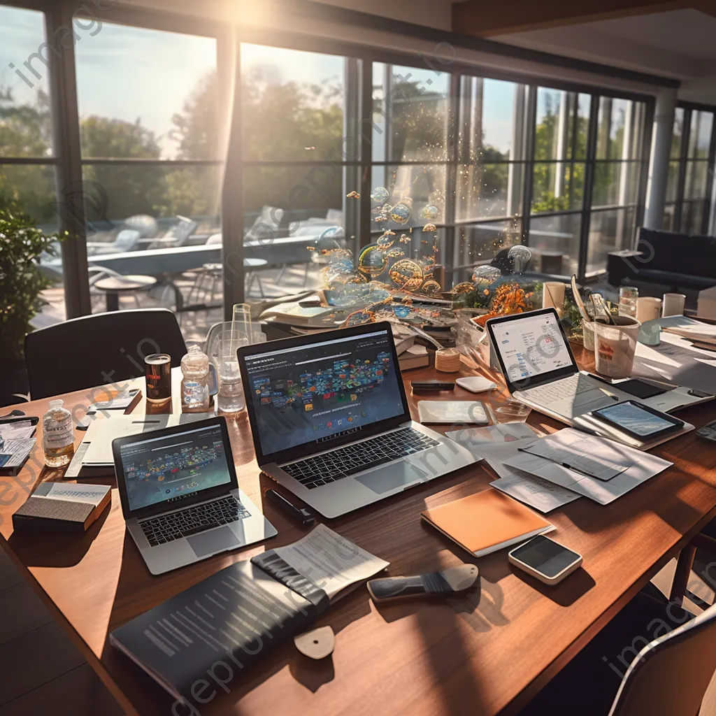 IT professionals in a bright workspace collaborating on cloud software projects. - Image 2