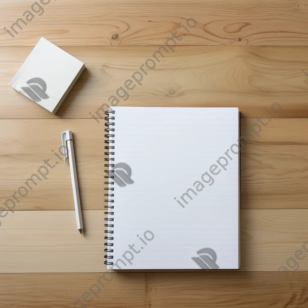 Plain notebook and pencil on a white desk - Image 1