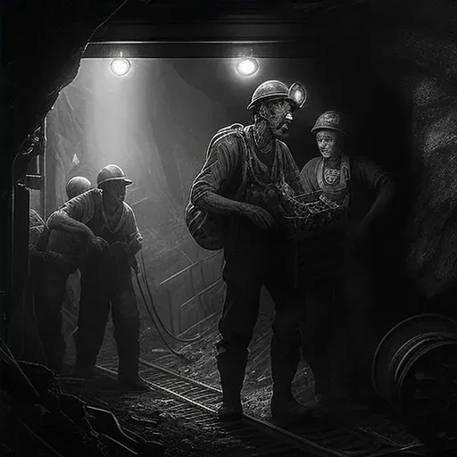 Image of coal miners and machinery in underground mine - Image 4