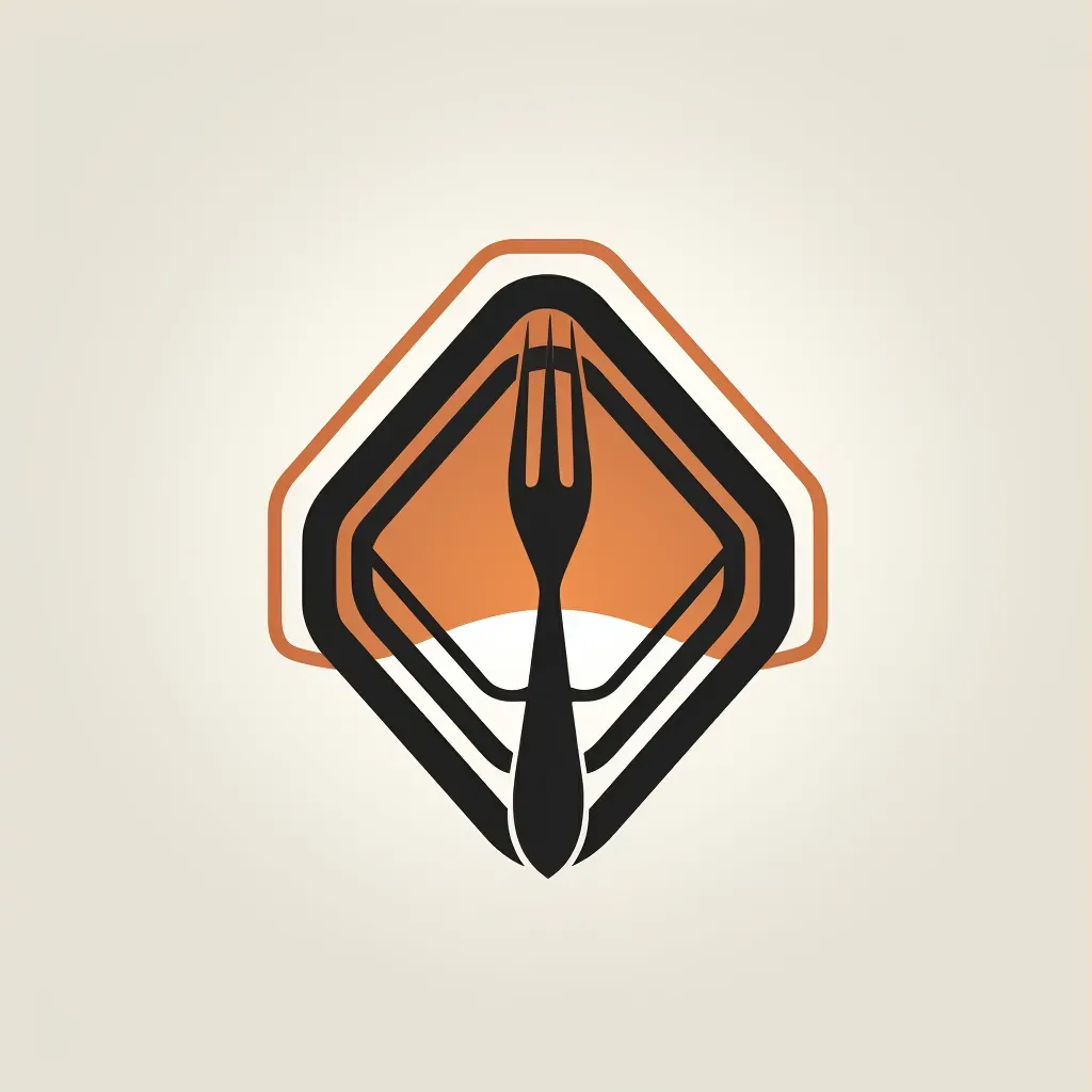 Logo for a gastro pub with a stylized fork and knife icon in black and copper colors on a white hexagonal background - Image 3