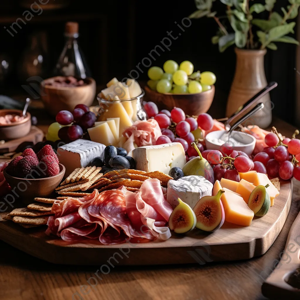 Organic cheese and meat charcuterie board. - Image 1