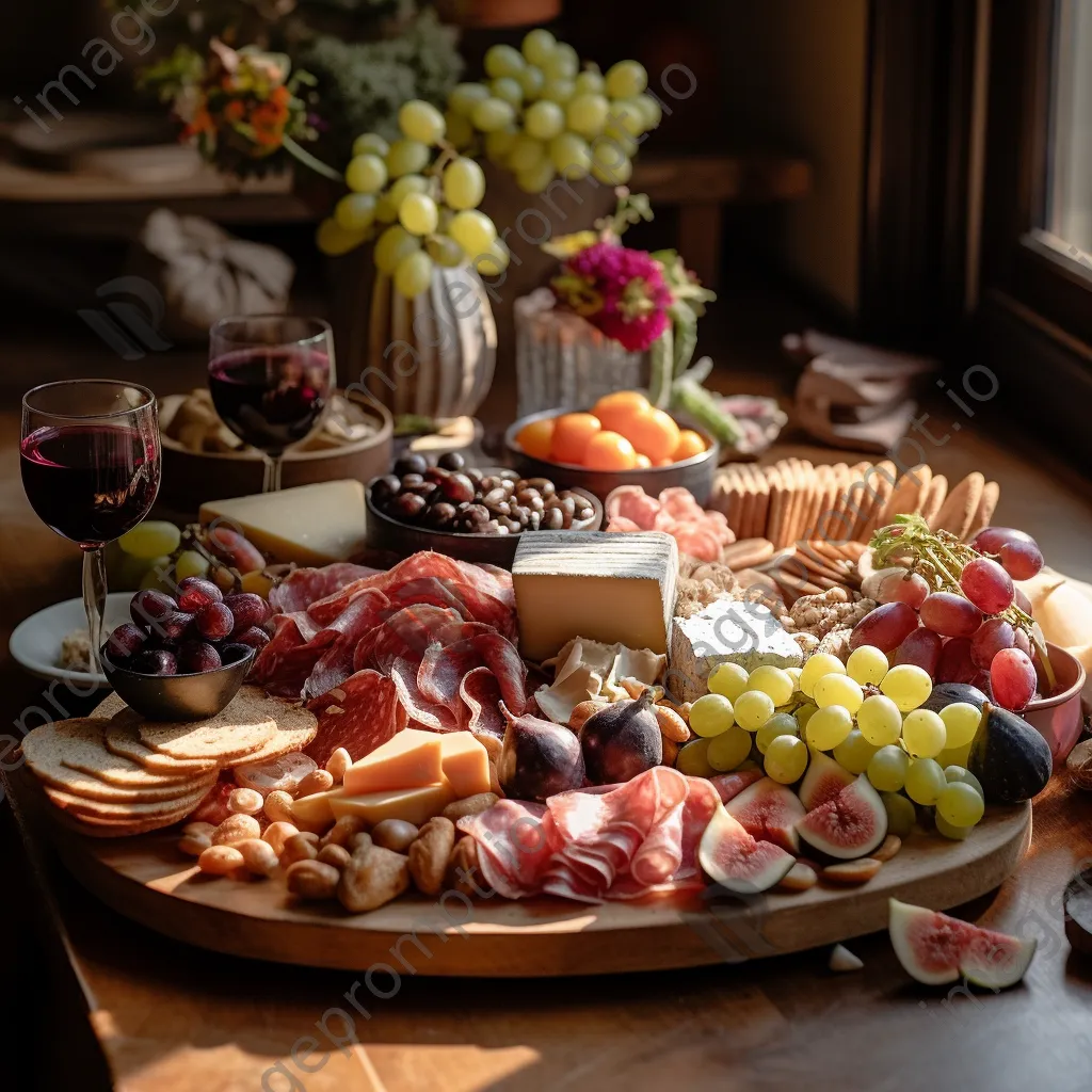 Organic cheese and meat charcuterie board. - Image 2