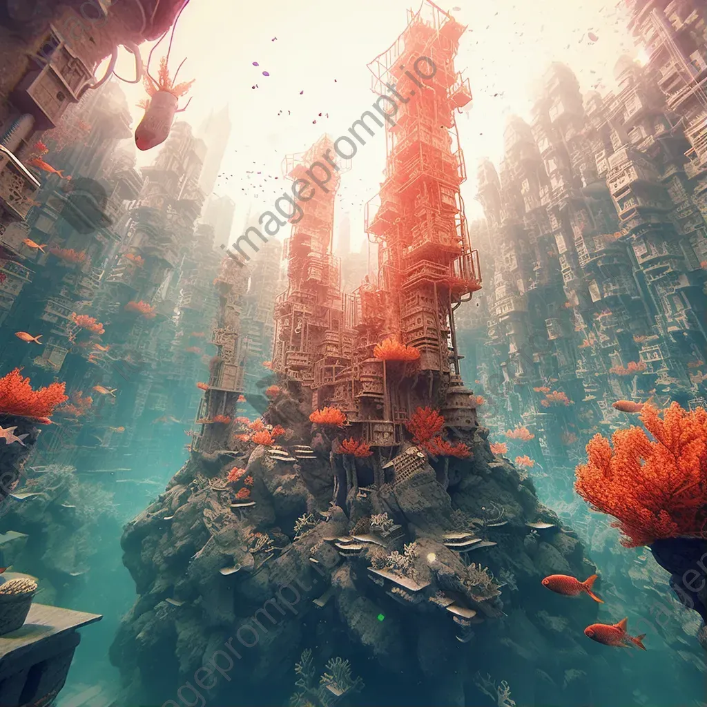 Underwater cityscape with coral structures - Image 1