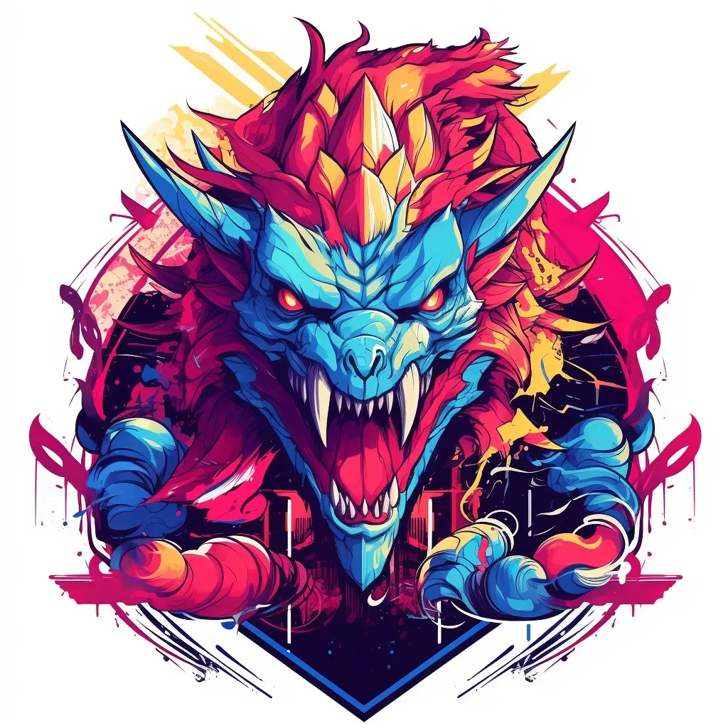 Aggressive dragon in vibrant colors logo for gaming tournament - Image 2