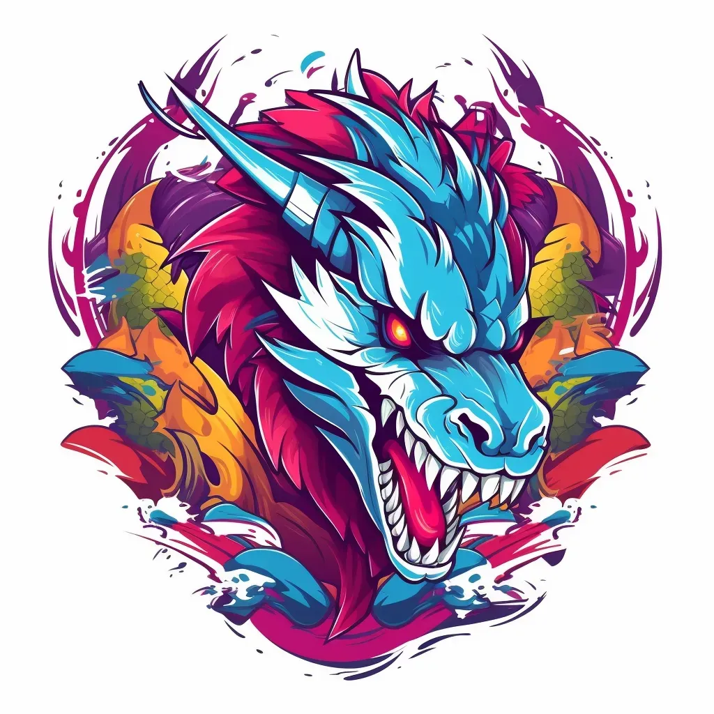 Aggressive dragon in vibrant colors logo for gaming tournament - Image 4