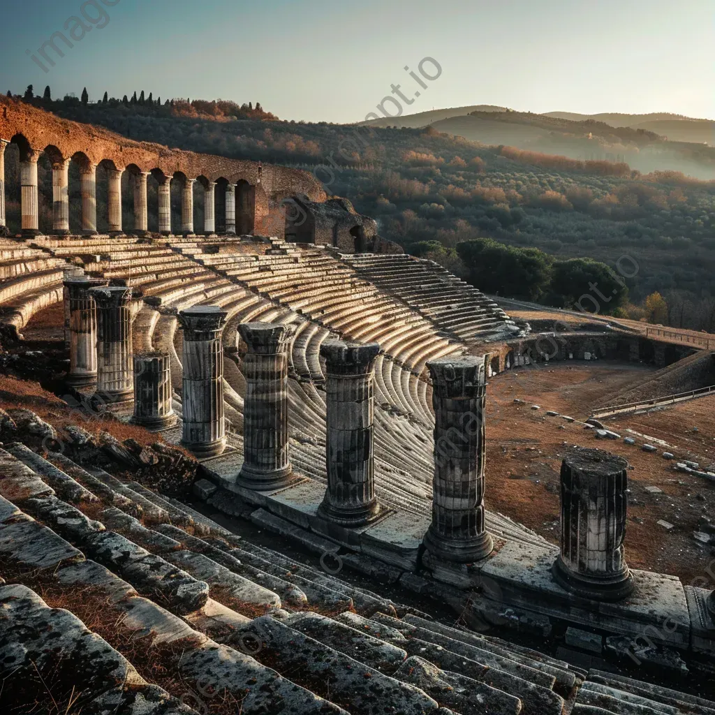 Ancient Roman amphitheater ruins with weathered columns - Image 1