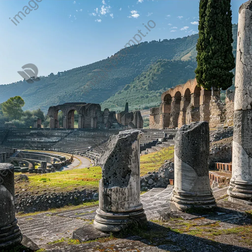 Ancient Roman amphitheater ruins with weathered columns - Image 3