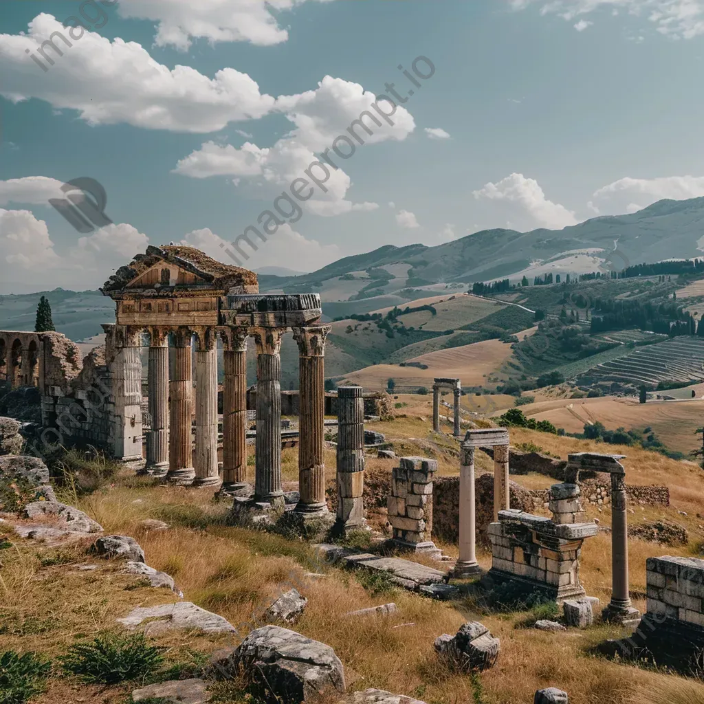 Ancient Roman amphitheater ruins with weathered columns - Image 4