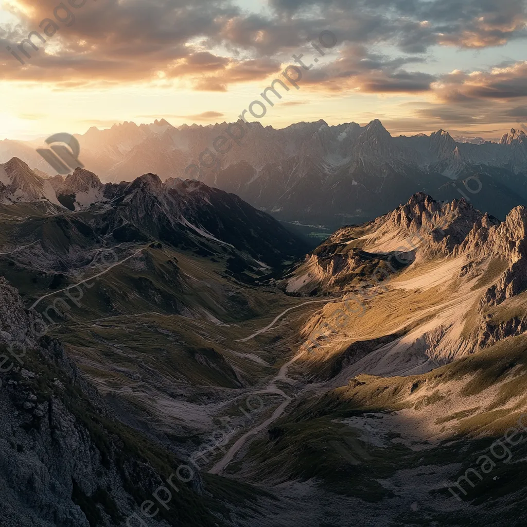 Mountain pass view during golden hour with shadows - Image 3