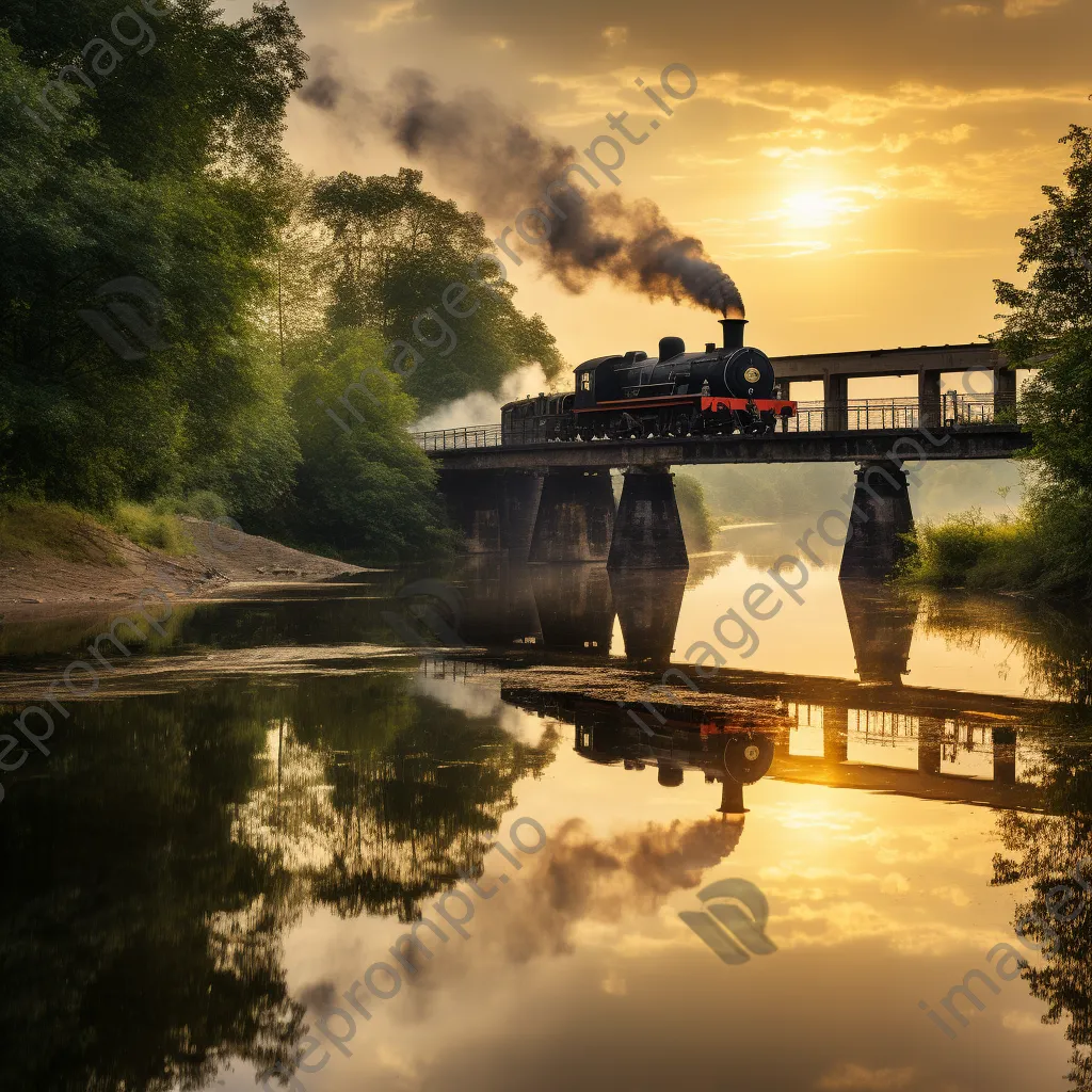 Historic railway bridge with a locomotive crossing - Image 1