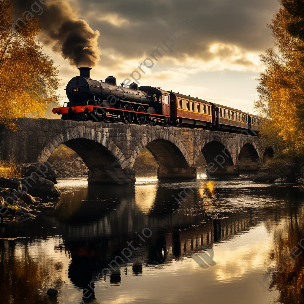 Historic railway bridge with a locomotive crossing - Image 2