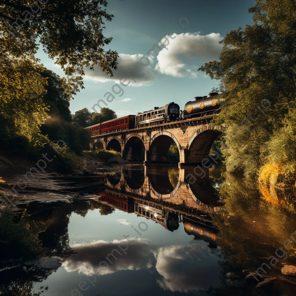 Historic railway bridge with a locomotive crossing - Image 3