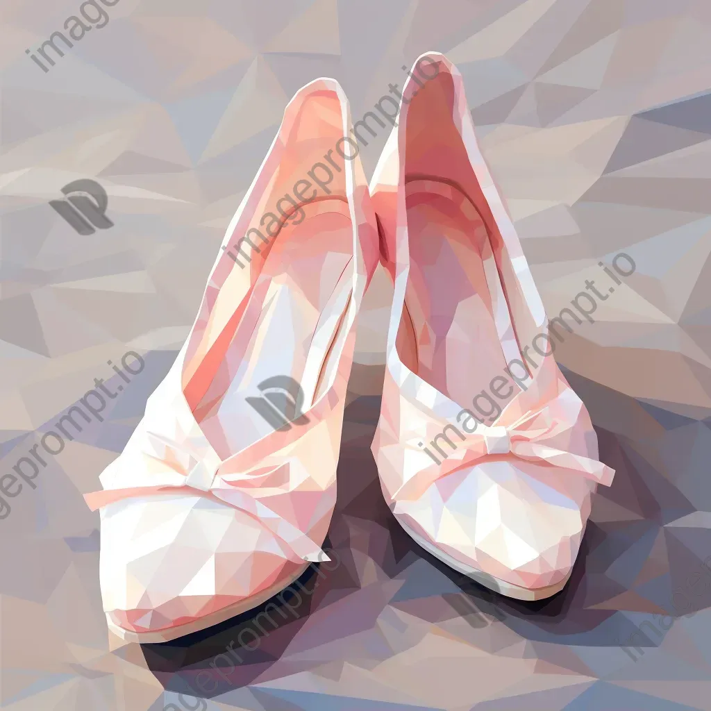 Ballet slippers in soft pinks and whites, portrayed in low poly style - Image 2