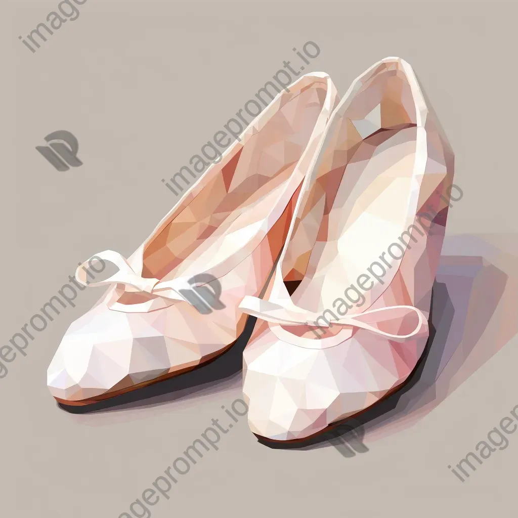 Ballet slippers in soft pinks and whites, portrayed in low poly style - Image 3