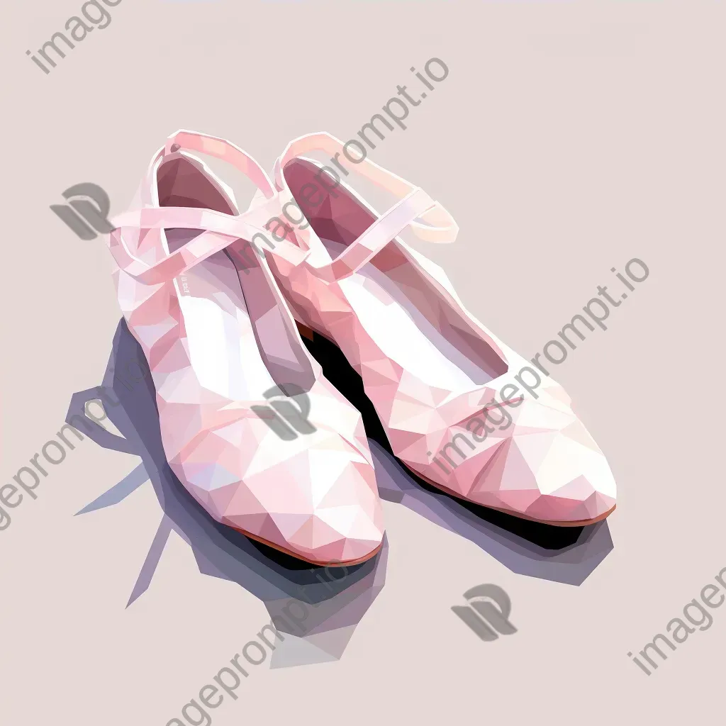 Ballet slippers in soft pinks and whites, portrayed in low poly style - Image 4