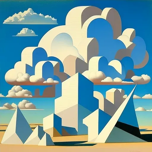 Geometric cloud patterns in a bright blue sky - Image 4