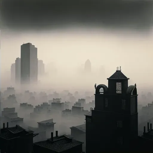 Image of a cityscape with thick smog indicating air pollution - Image 2