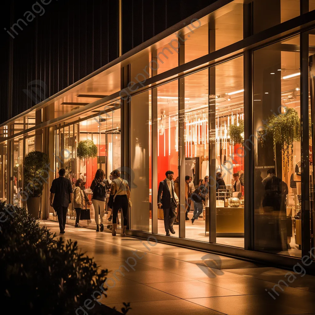 Upscale shopping outlet with luxury stores and well-dressed shoppers. - Image 2