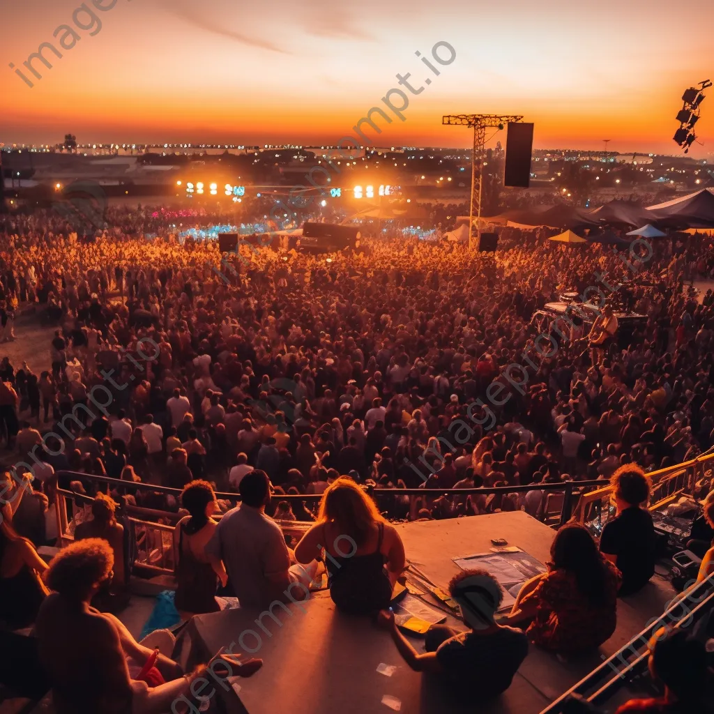 Crowd enjoying a sunset music festival with vibrant lights - Image 4