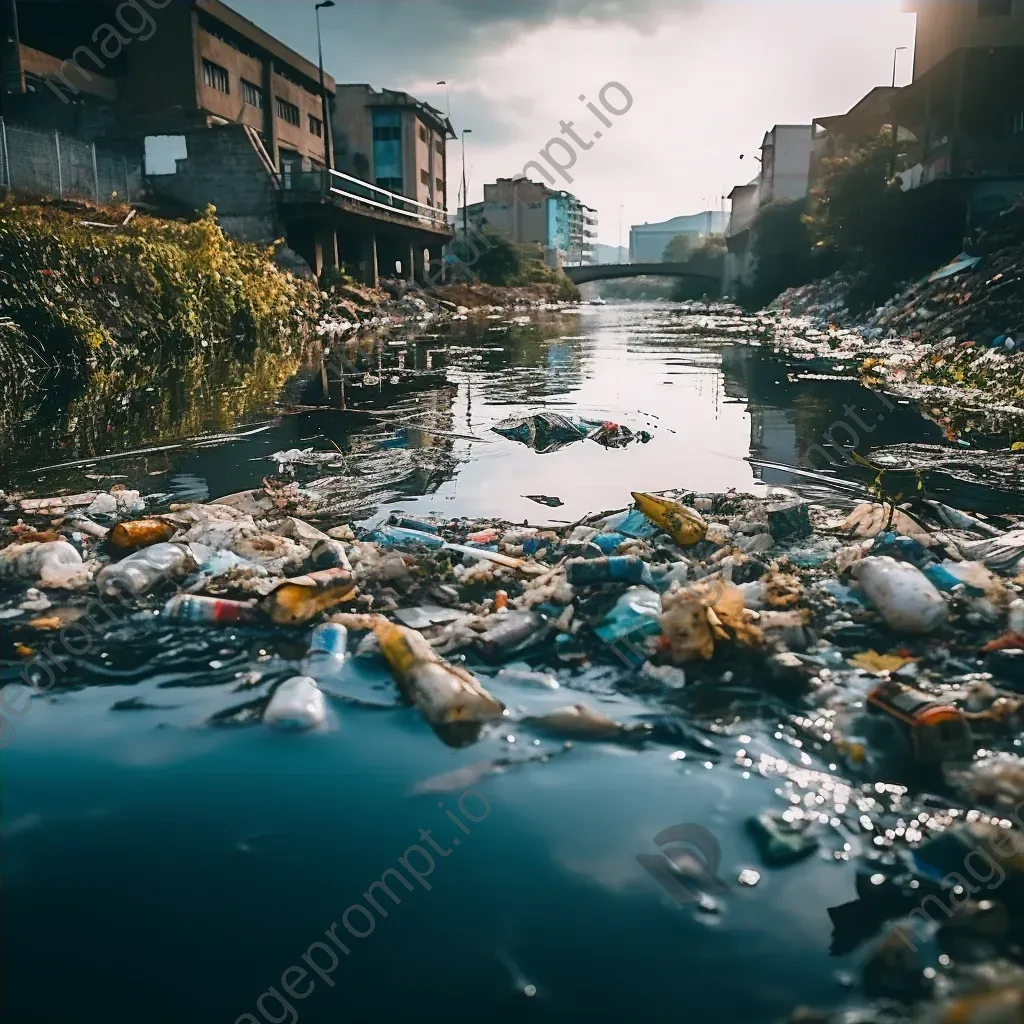 Polluted Urban River with Garbage - Image 4