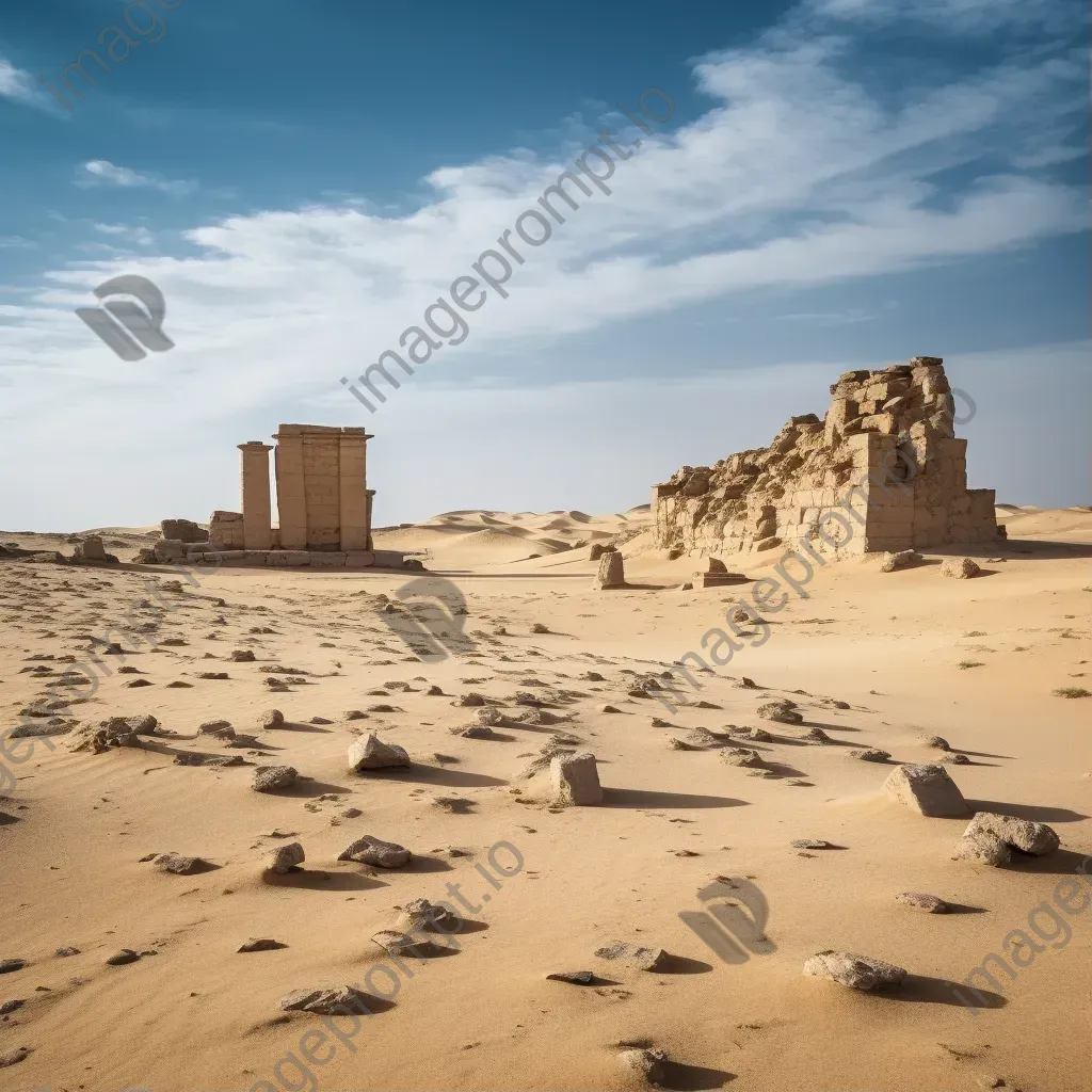 Black and white ancient ruins in desert landscape - Image 1