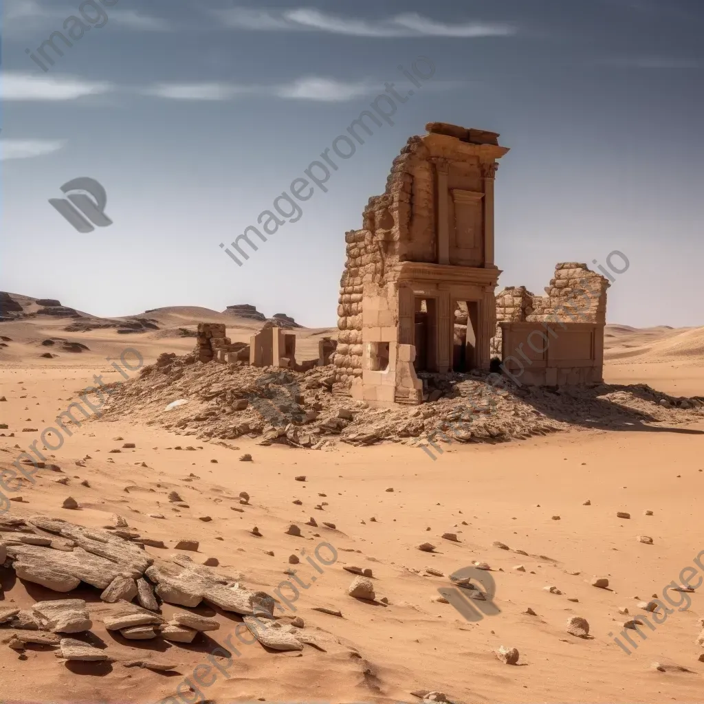 Black and white ancient ruins in desert landscape - Image 2