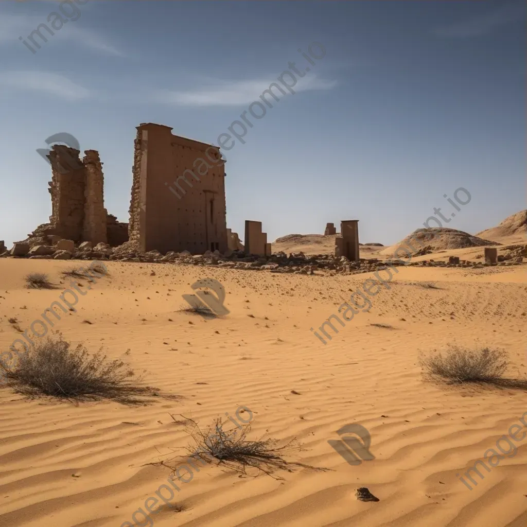 Black and white ancient ruins in desert landscape - Image 3