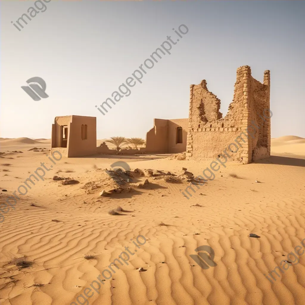 Black and white ancient ruins in desert landscape - Image 4