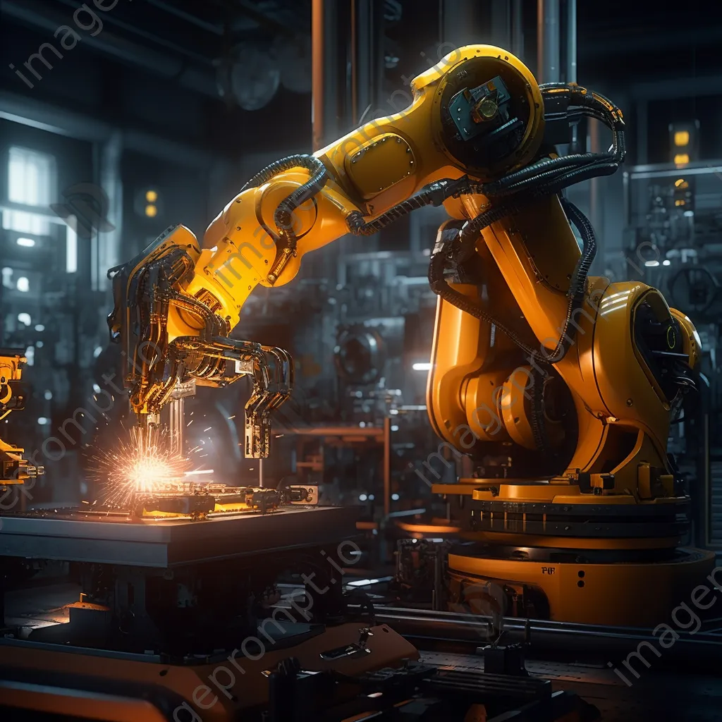 Close-up of a robotic arm assembling components in a factory - Image 1