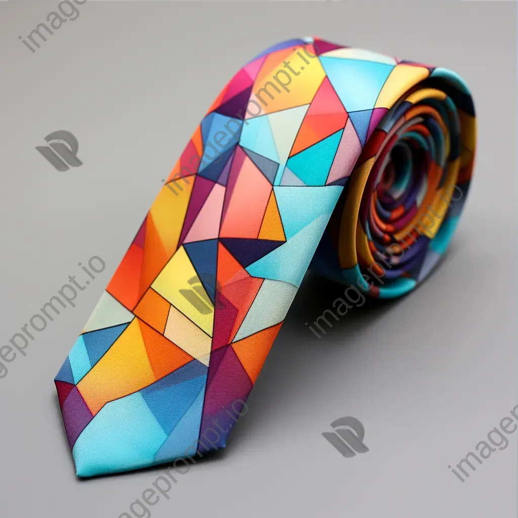 A vibrant, geometrically patterned necktie in low poly style - Image 3