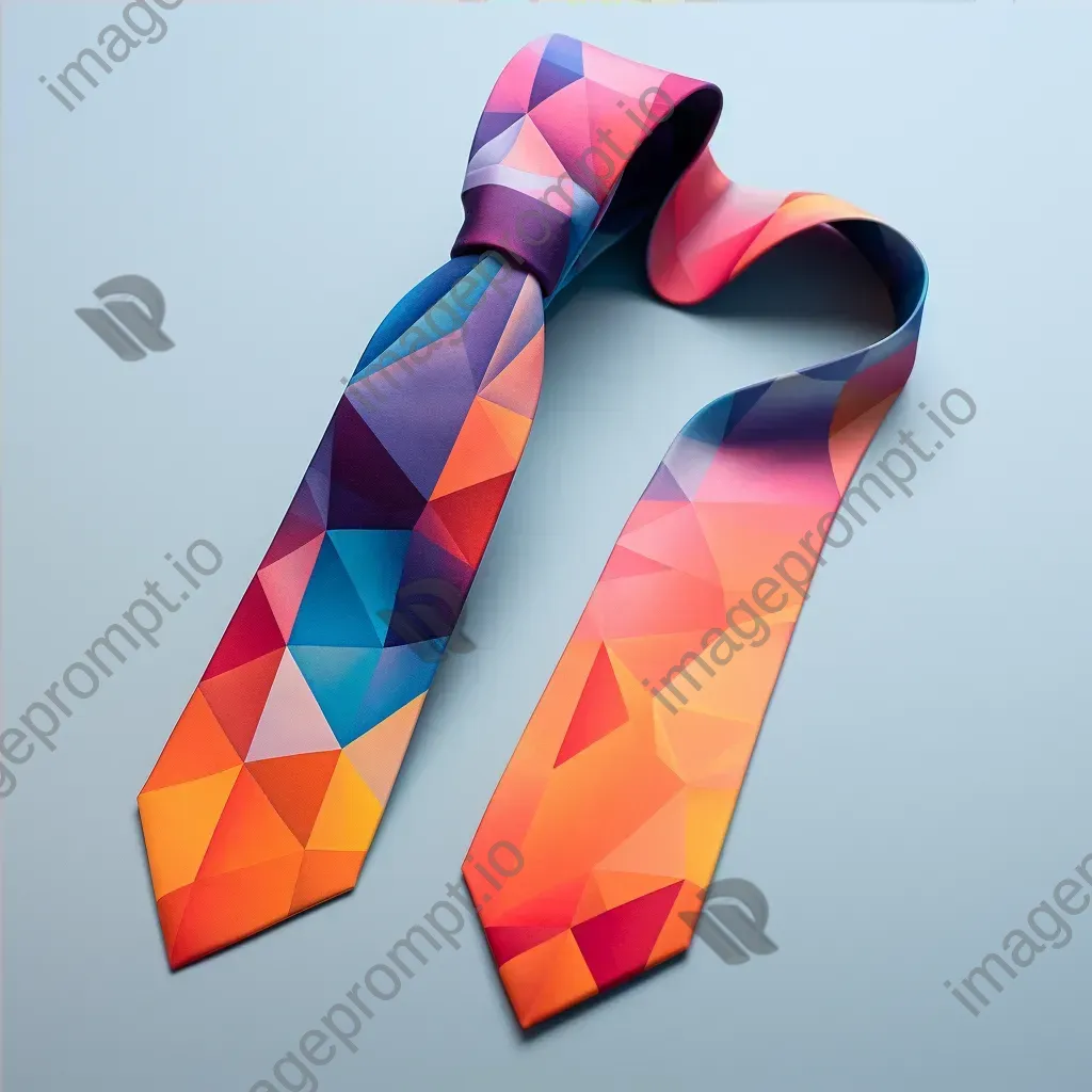 A vibrant, geometrically patterned necktie in low poly style - Image 4