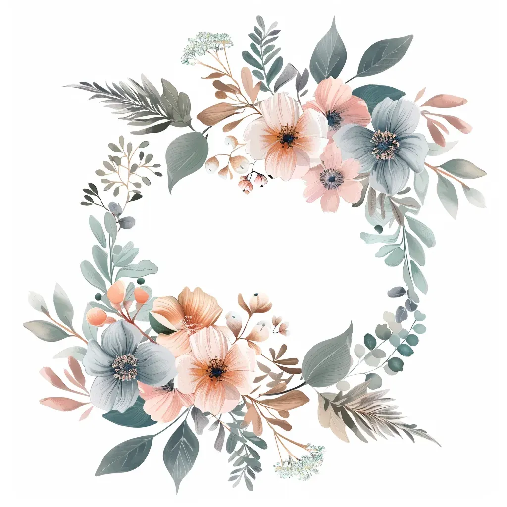 Pastel Beauty Salon Logo with soft floral wreath design - Image 2